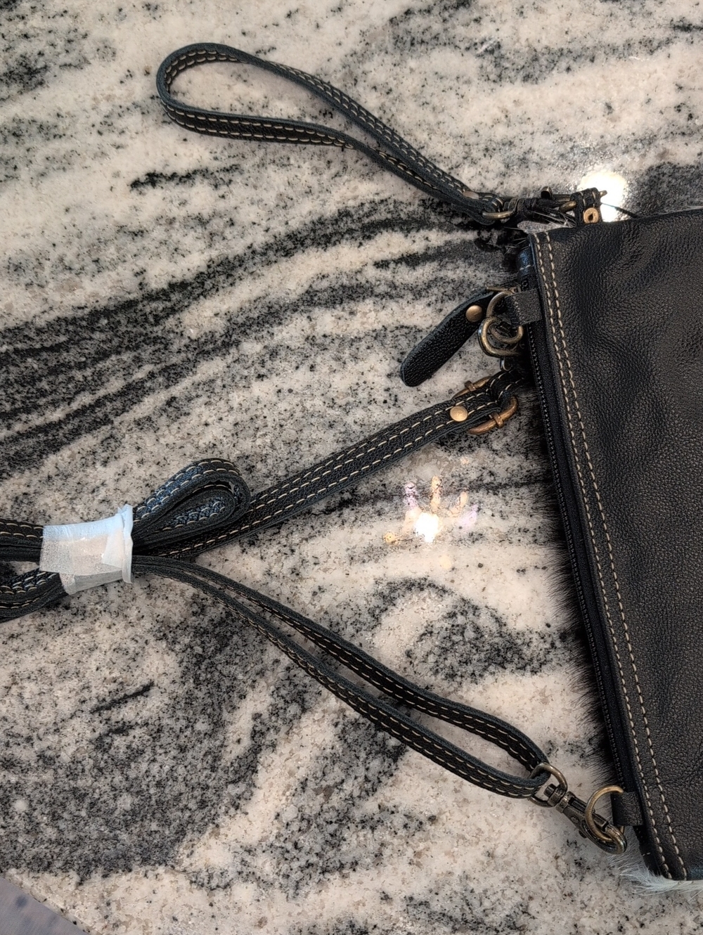 Myra Black & White Calf Hair Wristlet Crossbody Bag - Picture 5 of 5